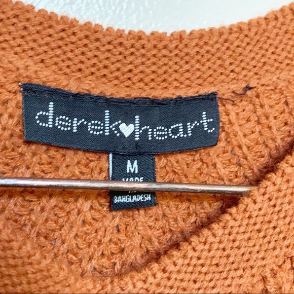 DEREK HEART - burnt orange stripe sweater Sz M - Picture 5 of 6